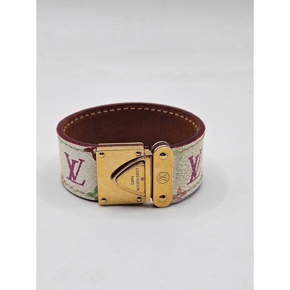Louis Vuitton Gold-tone Multicolor Leather Koala Lock Bracelet - Picture 2 of 15